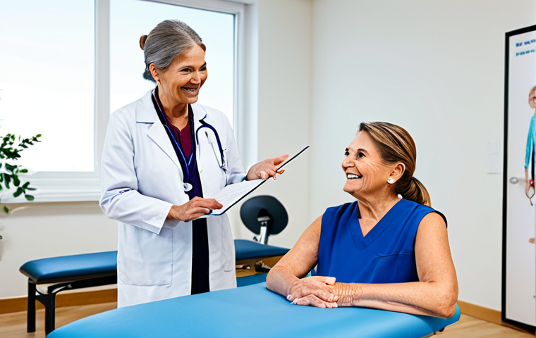 물리치료사 취업 후 첫 1년 - Patient Education**

A physical therapist, fully clothed in professional attire, demonstrating an ex...