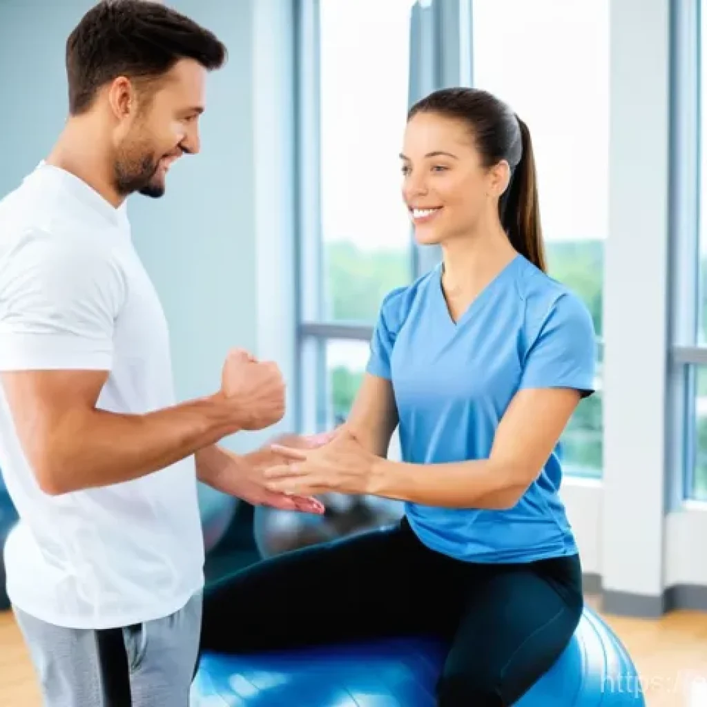 도수치료와 물리치료 비교 - **Prompt 1: Physical Therapy for Shoulder Rehabilitation**
    "A female physical therapist, mid-30s...