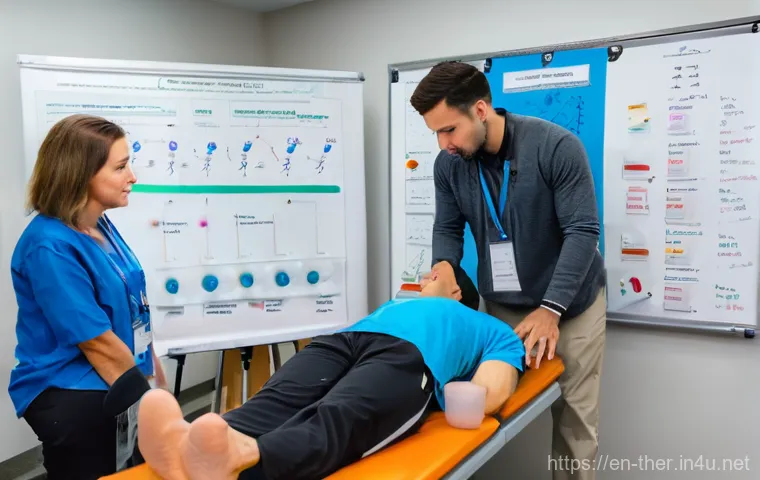 물리치료사의 학습 커뮤니티 활용 - **Prompt 1: Global Online Collaboration for Research Discussion**
    `An overhead shot of a diverse...