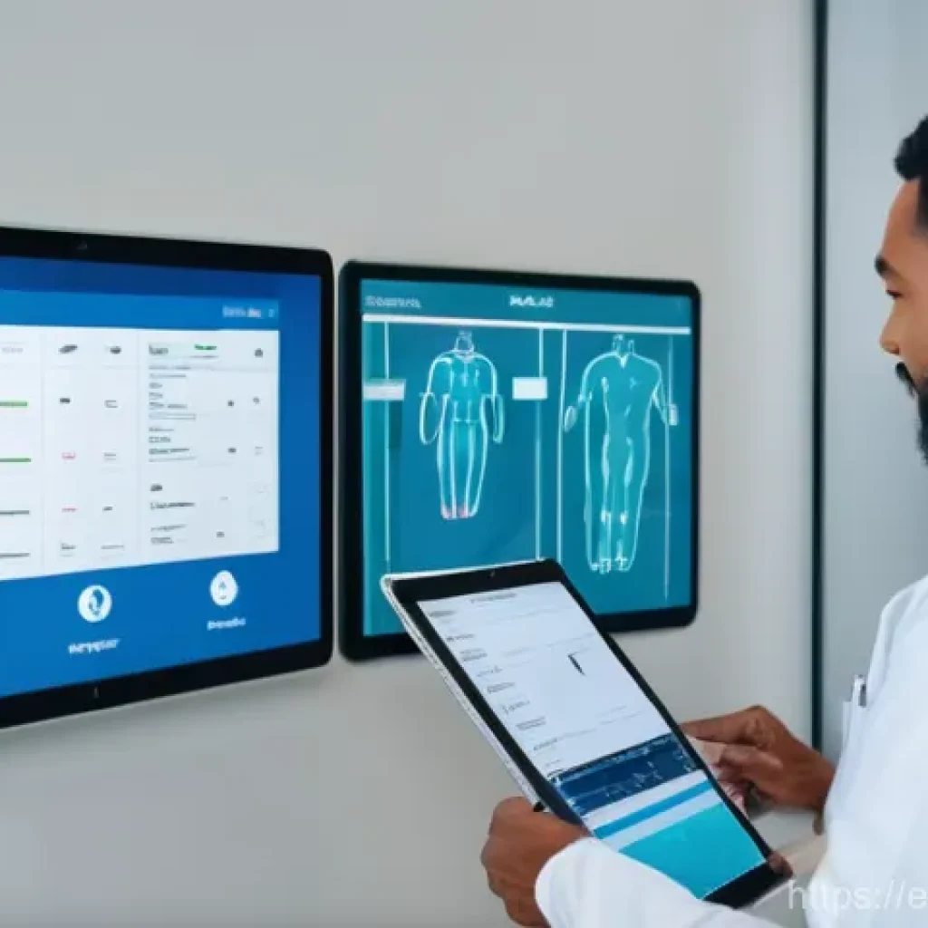 물리치료사의 업무 기록 관리 - **Prompt:** A diverse group of healthcare professionals, including physical therapists and administr...