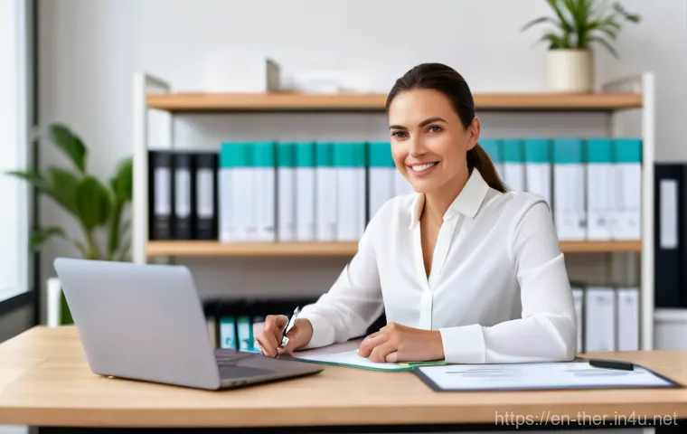 물리치료사의 프리랜서 경험 - A professional female physical therapist in her late 30s, dressed in smart casual business attire (s...