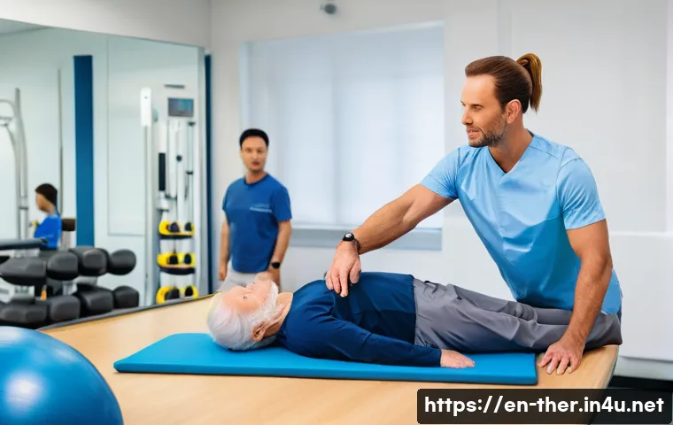 물리치료사 취업 시장 동향 - **Specialized Vestibular Rehabilitation:** A focused female physical therapist (30s, wearing profess...